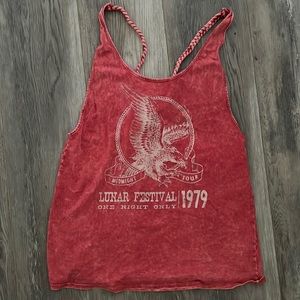 Red cut out tank top